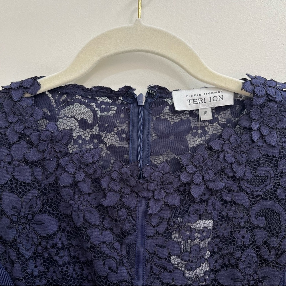 Teri Jon Rickie Freeman Balloon-Sleeve Floral Lace Cocktail Dress - Picture 12 of 16